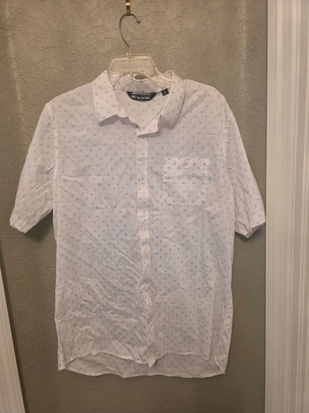 Travis Mathew White Gray Button Down Lightweight Shirt size XL